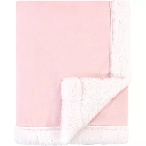 Hudson Baby Unisex Baby Plush Mink and Sherpa Blanket, Light Pink White, One Size
