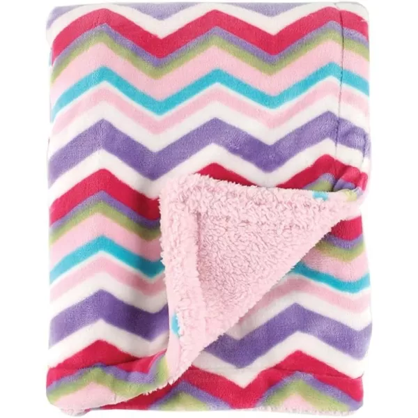 Hudson Baby Unisex Baby Plush Mink and Sherpa Blanket, Light Pink White, One Size