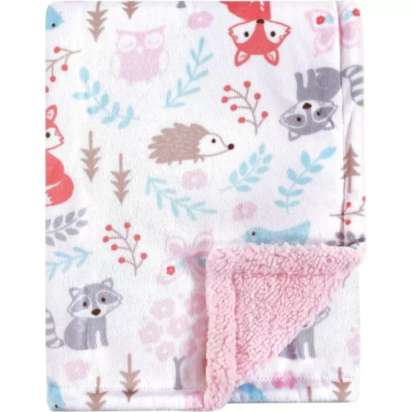 Hudson Baby Unisex Baby Plush Mink and Sherpa Blanket, Light Pink White, One Size