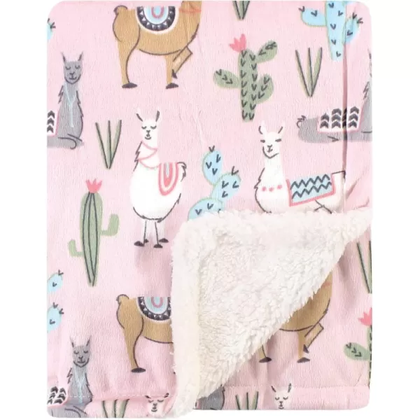 Hudson Baby Unisex Baby Plush Mink and Sherpa Blanket, Light Pink White, One Size
