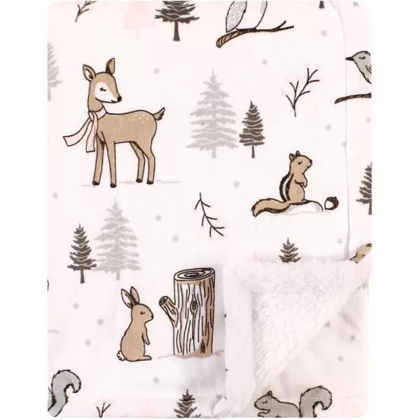 Hudson Baby Unisex Baby Plush Mink and Sherpa Blanket, Light Pink White, One Size