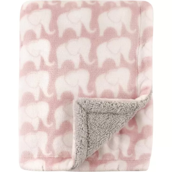 Hudson Baby Unisex Baby Plush Mink and Sherpa Blanket, Light Pink White, One Size