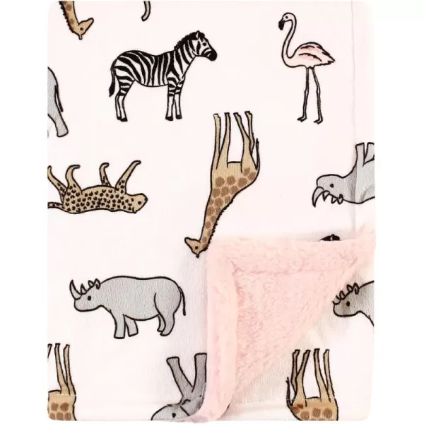 Hudson Baby Unisex Baby Plush Mink and Sherpa Blanket, Light Pink White, One Size