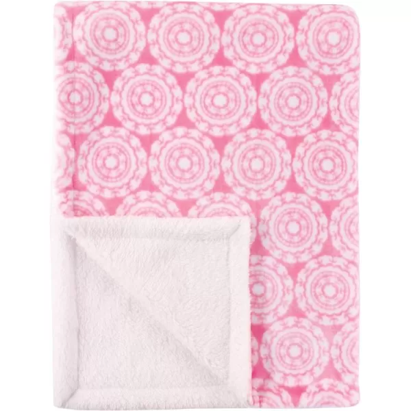 Hudson Baby Unisex Baby Plush Mink and Sherpa Blanket, Light Pink White, One Size