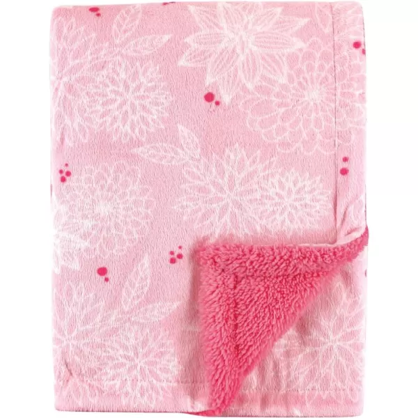 Hudson Baby Unisex Baby Plush Mink and Sherpa Blanket, Light Pink White, One Size
