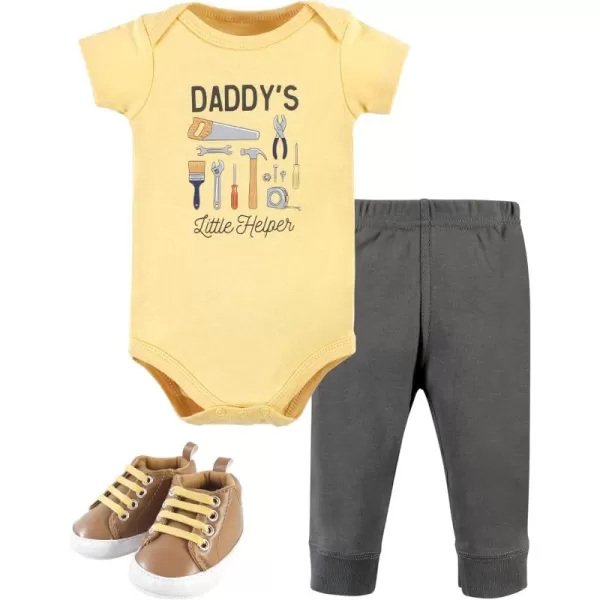 Hudson Baby Unisex Baby Unisex Baby Cotton Bodysuit, Pant and Shoe Set, Construction Work, 6-9 Months