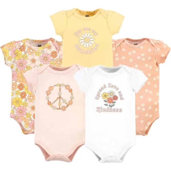 Hudson Baby Unisex Baby Unisex Baby Cotton Bodysuits, Peace Love Flowers, Preemie