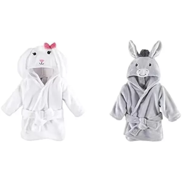 Hudson Baby Boy Plush Animal Face Bathrobe 2-Pack, Fox Giraffe