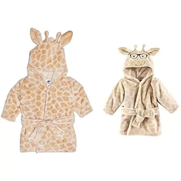 Hudson Baby Boy Plush Animal Face Bathrobe 2-Pack, Fox Giraffe