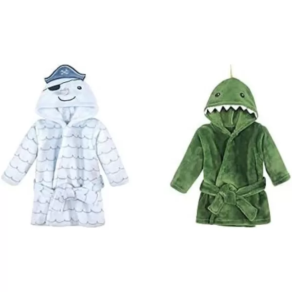 Hudson Baby Boy Plush Animal Face Bathrobe 2-Pack, Fox Giraffe