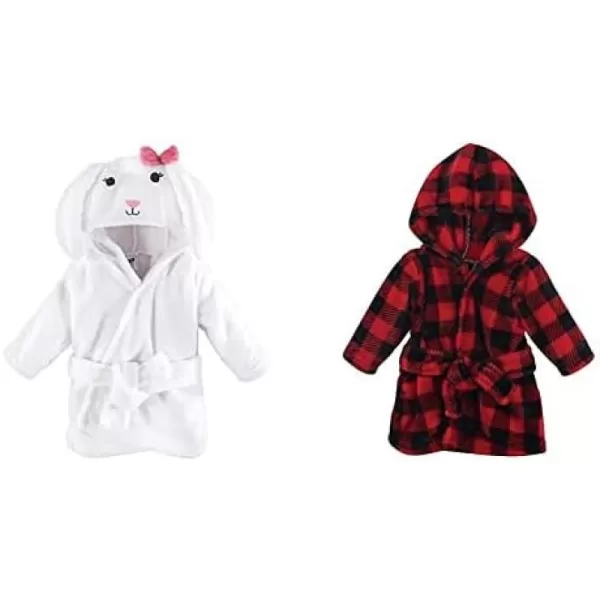 Hudson Baby Boy Plush Animal Face Bathrobe 2-Pack, Fox Giraffe