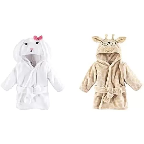 Hudson Baby Boy Plush Animal Face Bathrobe 2-Pack, Fox Giraffe