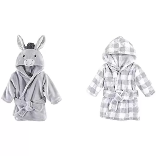 Hudson Baby Boy Plush Animal Face Bathrobe 2-Pack, Fox Giraffe