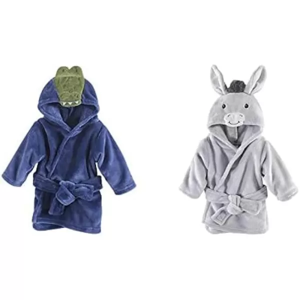 Hudson Baby Boy Plush Animal Face Bathrobe 2-Pack, Fox Giraffe