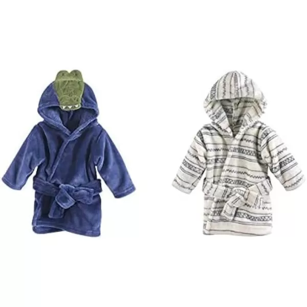 Hudson Baby Boy Plush Animal Face Bathrobe 2-Pack, Fox Giraffe