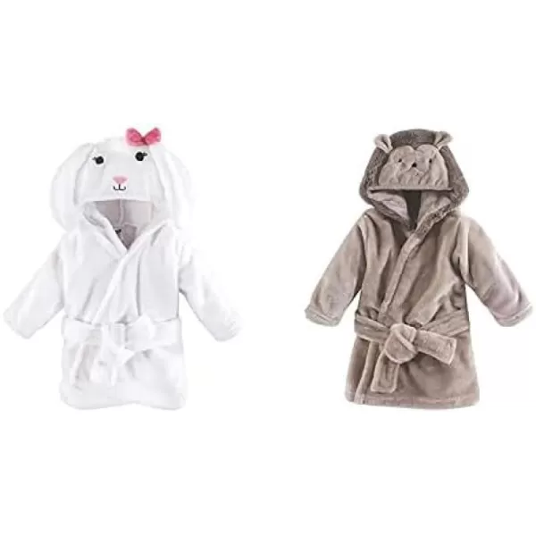 Hudson Baby Boy Plush Animal Face Bathrobe 2-Pack, Fox Giraffe