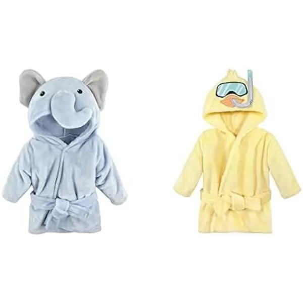 Hudson Baby Boy Plush Animal Face Bathrobe 2-Pack, Fox Giraffe