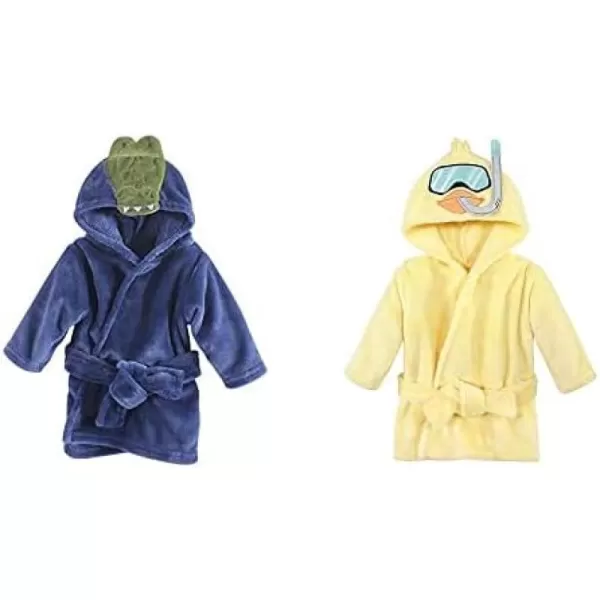 Hudson Baby Boy Plush Animal Face Bathrobe 2-Pack, Fox Giraffe