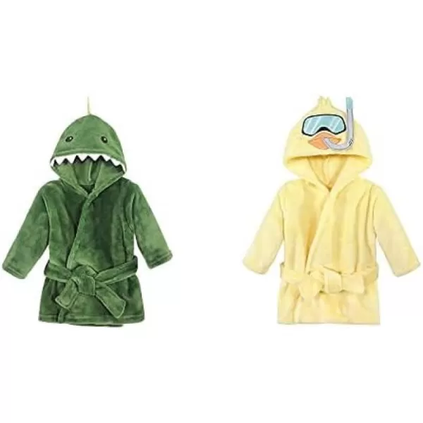 Hudson Baby Boy Plush Animal Face Bathrobe 2-Pack, Fox Giraffe