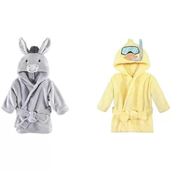 Hudson Baby Boy Plush Animal Face Bathrobe 2-Pack, Fox Giraffe