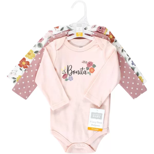 Hudson Baby Unisex Baby Unisex Baby Cotton Long-sleeve Bodysuits, Bonita, 9-12 Months