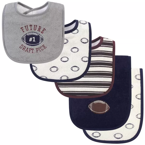 Hudson Baby Unisex Baby Cotton Terry Bib and Burp Cloth Set, Football, One Size