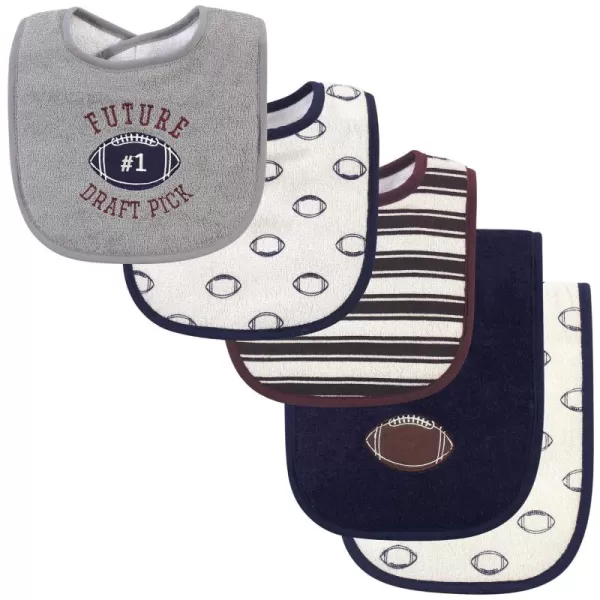 Hudson Baby Unisex Baby Cotton Terry Bib and Burp Cloth Set, Football, One Size