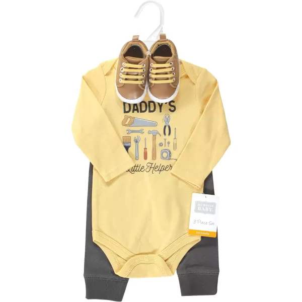 Hudson Baby Unisex Baby Unisex Baby Cotton Bodysuit, Pant and Shoe Set, Construction Work, 12-18 Months