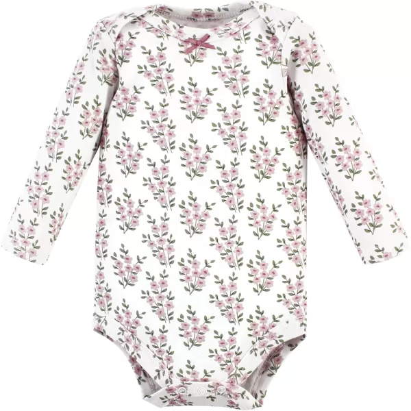 Hudson Baby Unisex Baby Unisex Baby Cotton Longsleeve Bodysuits Plum Wildflower 1824 MonthsPlum Wildflower 5 Pack