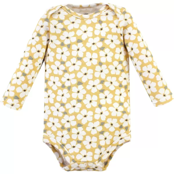 Hudson Baby Unisex Baby Unisex Baby Cotton Longsleeve Bodysuits Sage Floral Wreath 36 MonthsSage Floral Wreath 3 Pack