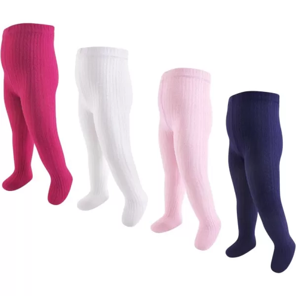 Hudson Baby girls Cotton Rich TightsCream Pink Cableknit
