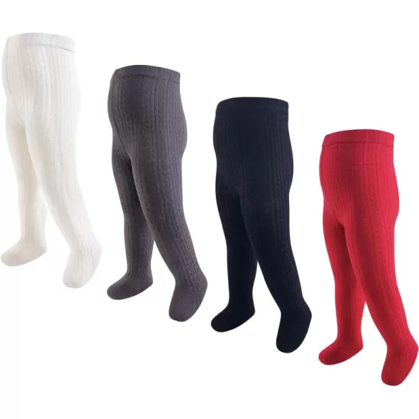 Hudson Baby girls Cotton Rich TightsRed Navy Cableknit