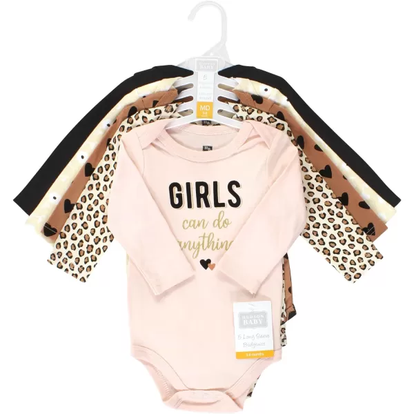 Hudson Baby Unisex Baby Unisex Baby Cotton Longsleeve Bodysuits Cinnamon Hearts 1824 MonthsCinnamon Hearts 5 Pack