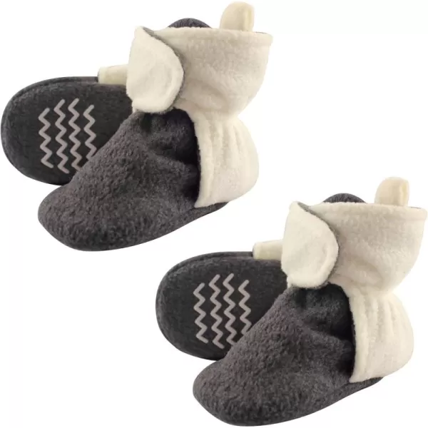 Hudson Baby Cozy Warm Toddler Slipper Booties with Non Skid BottomCharcoal and Cream Fleece