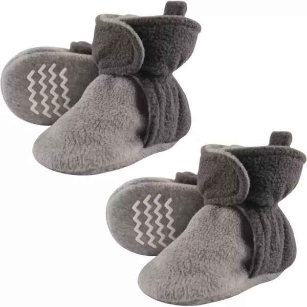 Hudson Baby Cozy Warm Toddler Slipper Booties with Non Skid BottomCharcoal and Gray Fleece