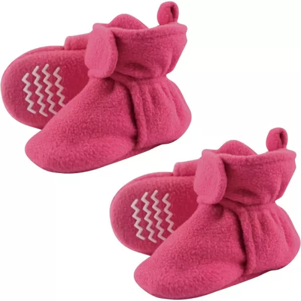 Hudson Baby Cozy Warm Toddler Slipper Booties with Non Skid BottomDark Pink Fleece
