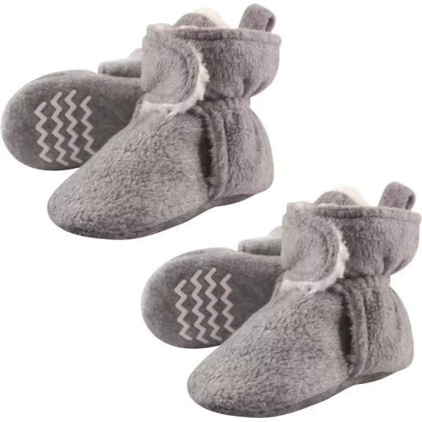 Hudson Baby Cozy Warm Toddler Slipper Booties with Non Skid BottomHeather Gray Sherpa