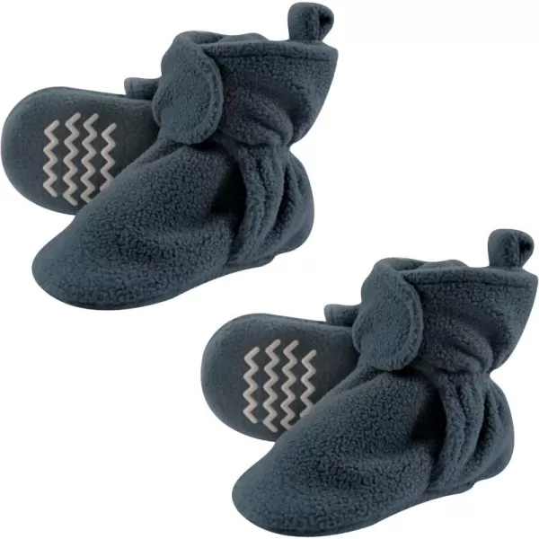 Hudson Baby Cozy Warm Toddler Slipper Booties with Non Skid BottomLight Blue Fleece