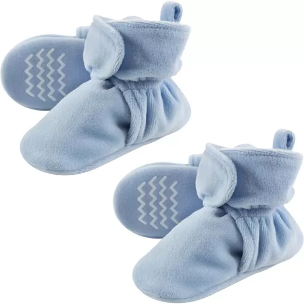 Hudson Baby Cozy Warm Toddler Slipper Booties with Non Skid BottomLight Blue Velour