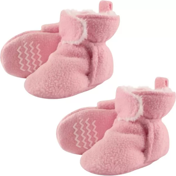 Hudson Baby Cozy Warm Toddler Slipper Booties with Non Skid BottomLight Pink Sherpa