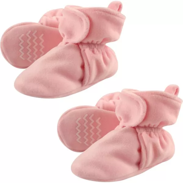 Hudson Baby Cozy Warm Toddler Slipper Booties with Non Skid BottomLight Pink Velour