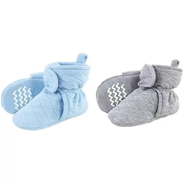 Hudson Baby Quilted Booties 2PackLight BlueHeather Gray