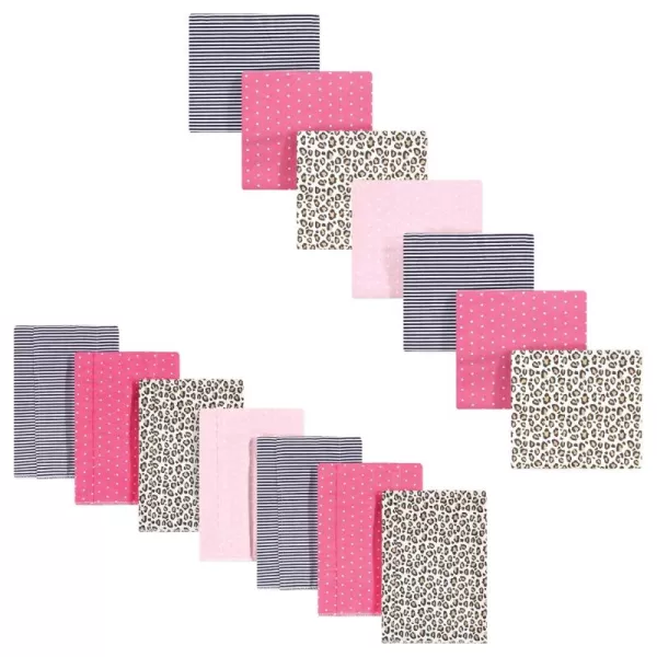 Hudson Baby Unisex Baby Cotton Flannel Burp Cloths and Receiving Blankets 14Piece Leopard One SizeLeopard