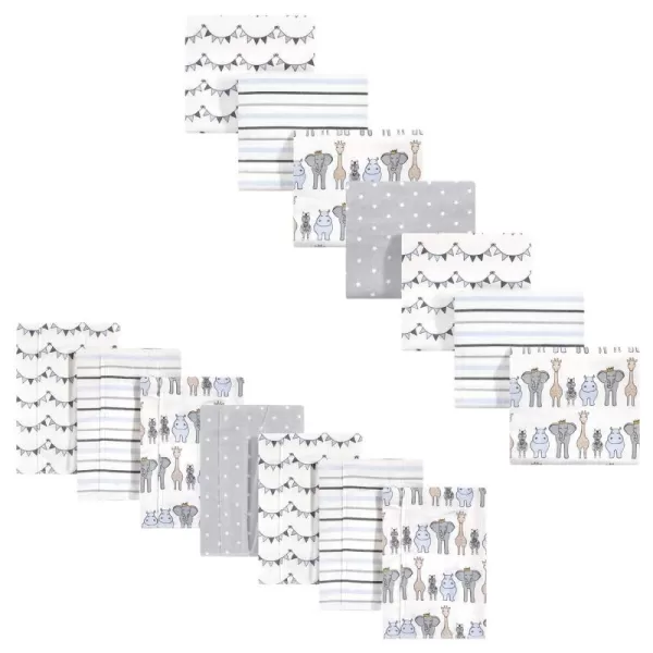 Hudson Baby Unisex Baby Cotton Flannel Burp Cloths and Receiving Blankets 14Piece Leopard One SizeRoyal Safari