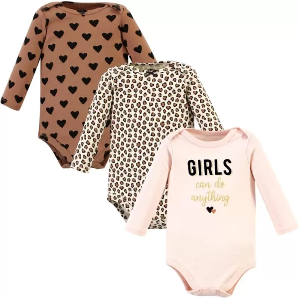 Hudson Baby Unisex Baby Unisex Baby Cotton Longsleeve Bodysuits Cinnamon Hearts 1824 MonthsCinnamon Hearts 3 Pack