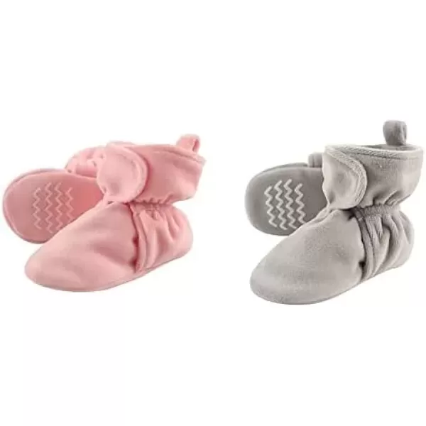 imageHudson Baby Cozy Velour Booties 2PackLight PinkHeather Gray