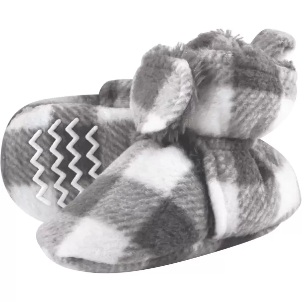 imageHudson Baby Unisex Baby Animal Fleece Booties 2PackCharcoal Gray White Plaid