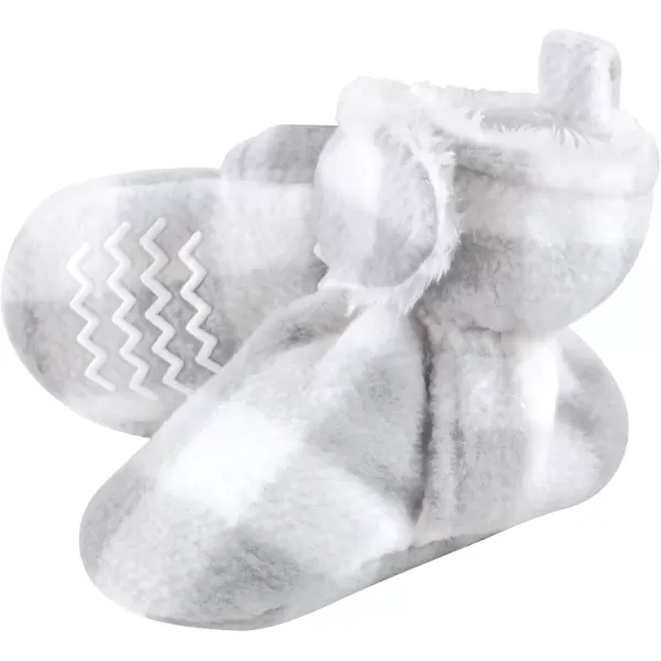 imageHudson Baby Unisex Baby Animal Fleece Booties 2PackCharcoal Gray White Plaid