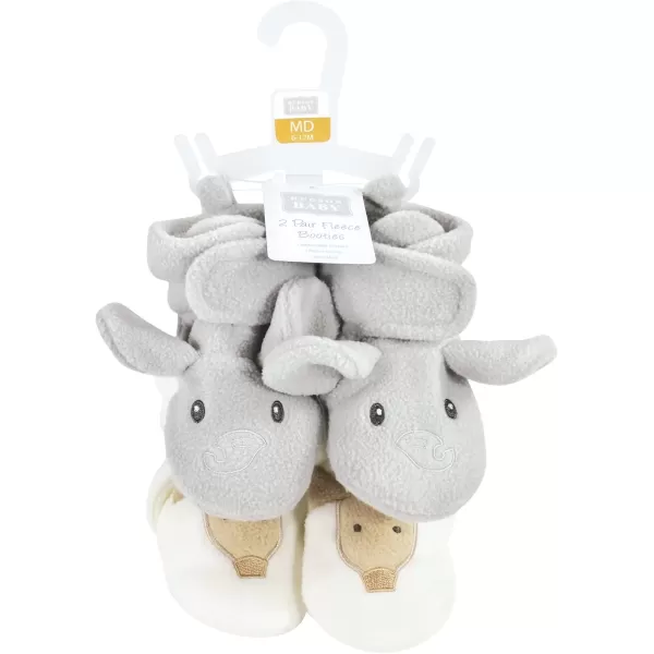 imageHudson Baby Unisex Baby Animal Fleece Booties 2PackGray Elephant Giraffe