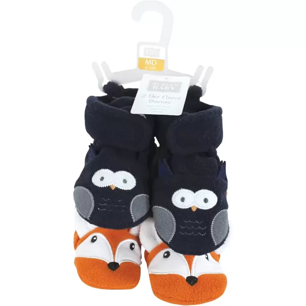 imageHudson Baby Unisex Baby Animal Fleece Booties 2PackNavy Owl Fox
